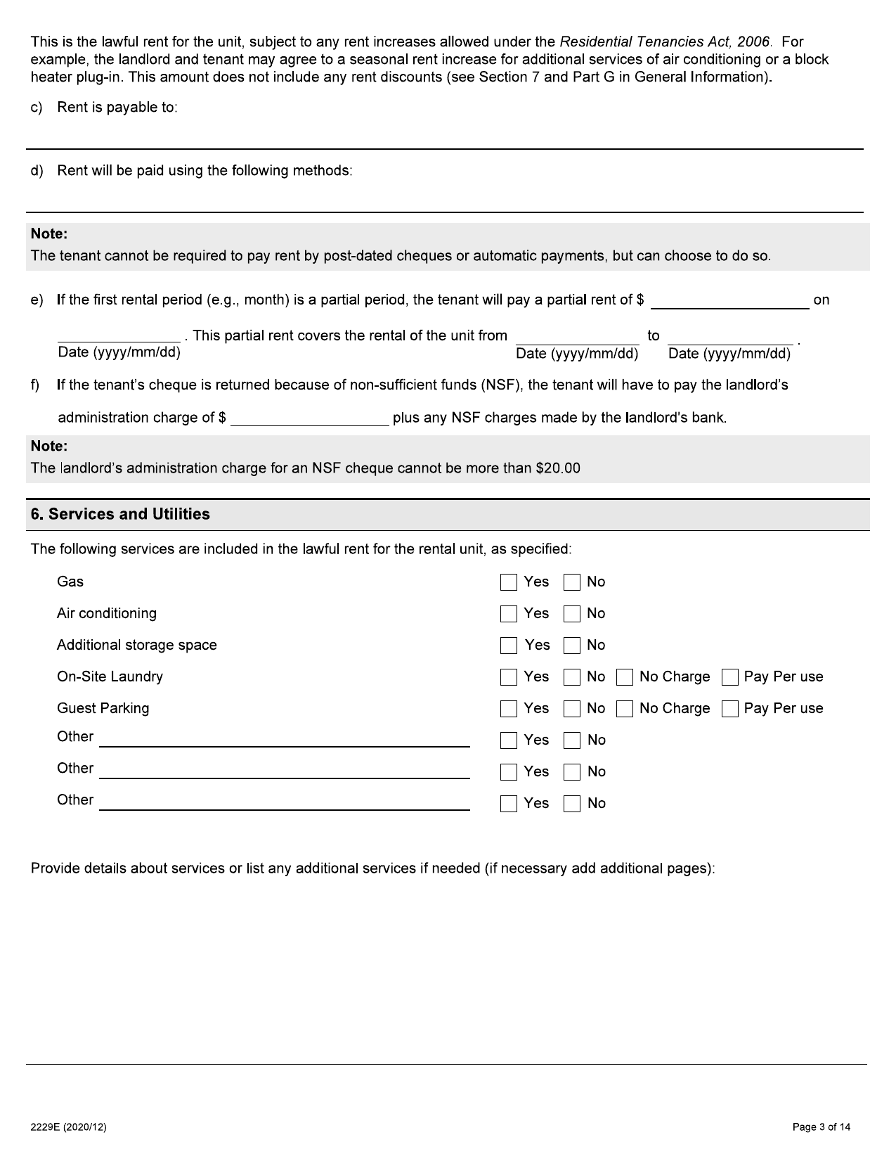 Residential Tenancy Agreement (Standard Form of Lease) - Form 2229E - page 3