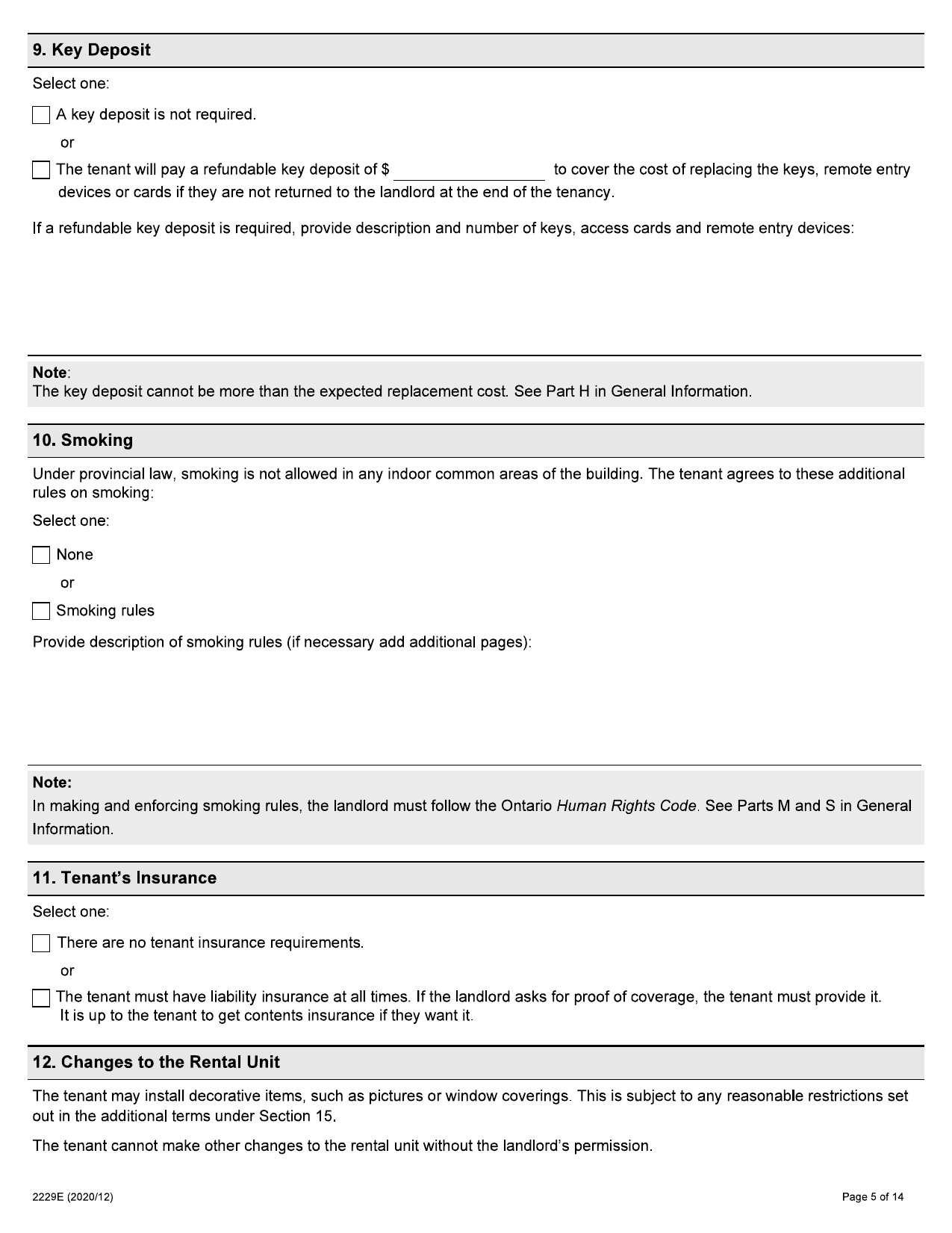Residential Tenancy Agreement (Standard Form of Lease) - Form 2229E - page 5