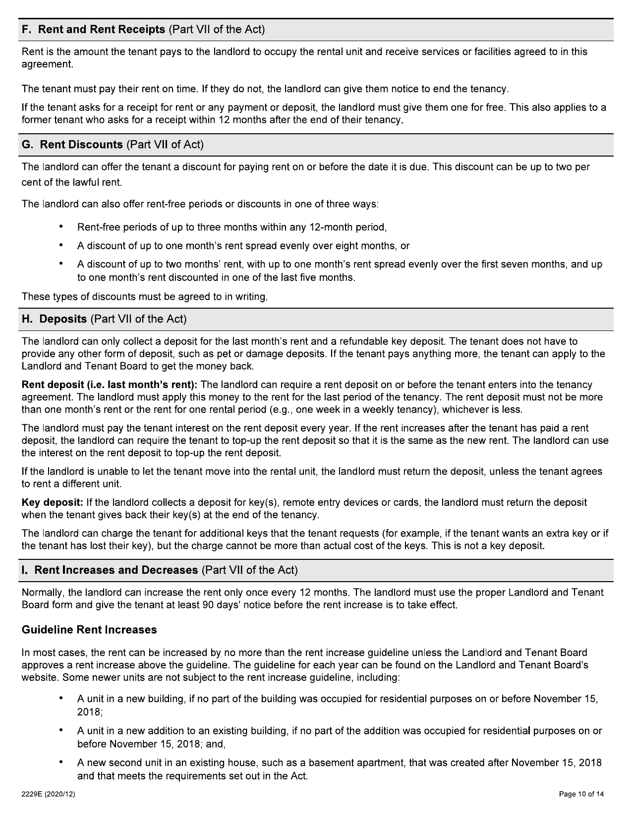 Residential Tenancy Agreement (Standard Form of Lease) - Form 2229E - page 10