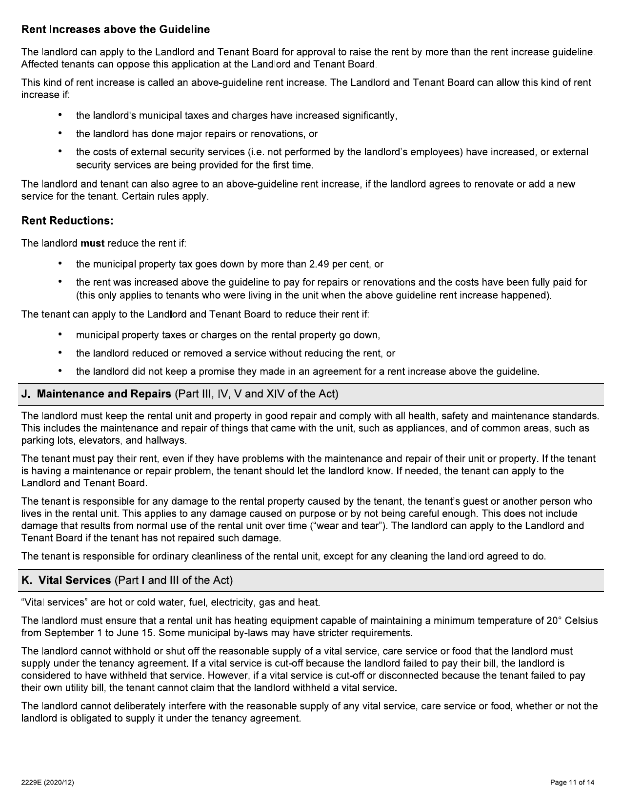Residential Tenancy Agreement (Standard Form of Lease) - Form 2229E - page 11