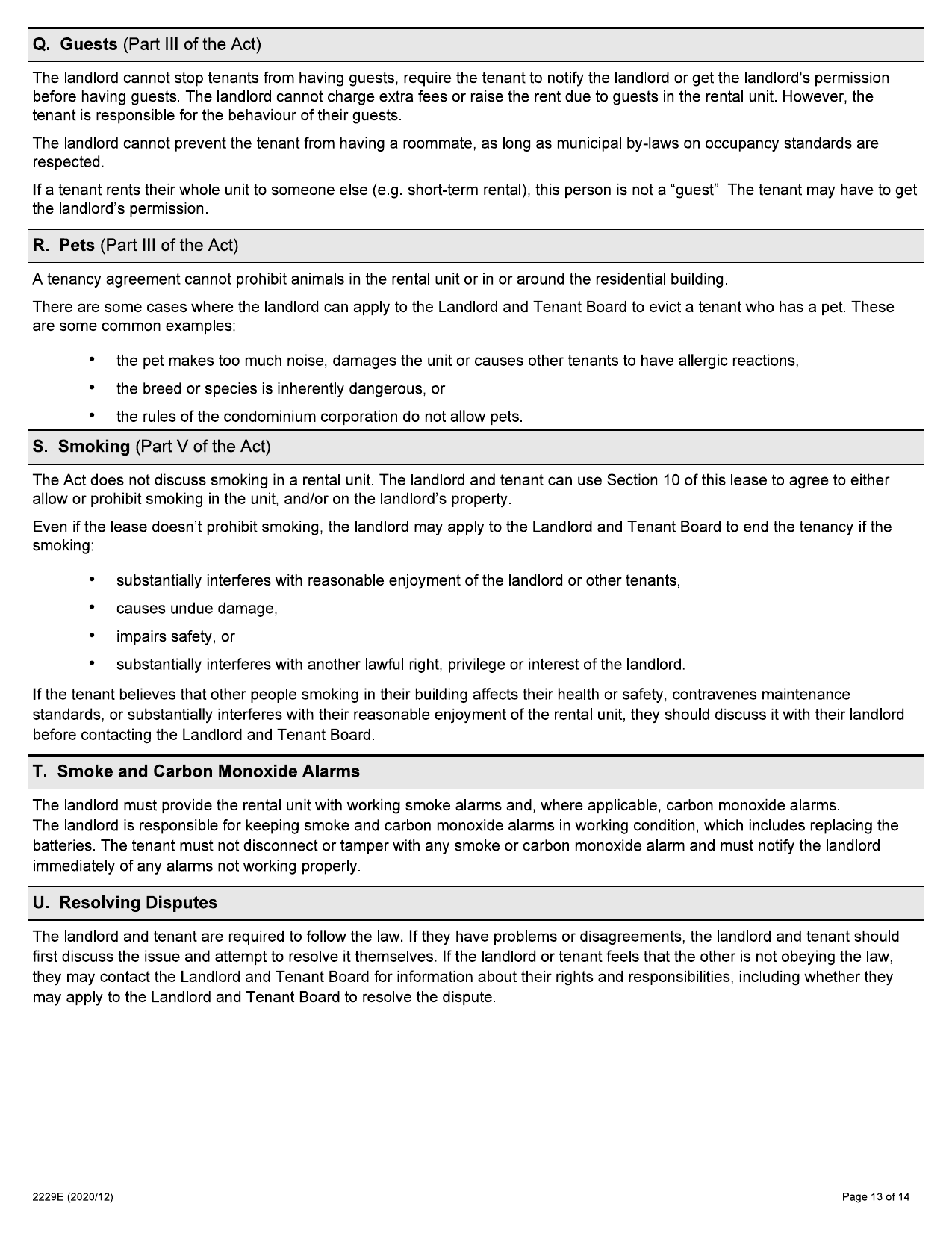 Residential Tenancy Agreement (Standard Form of Lease) - Form 2229E - page 13