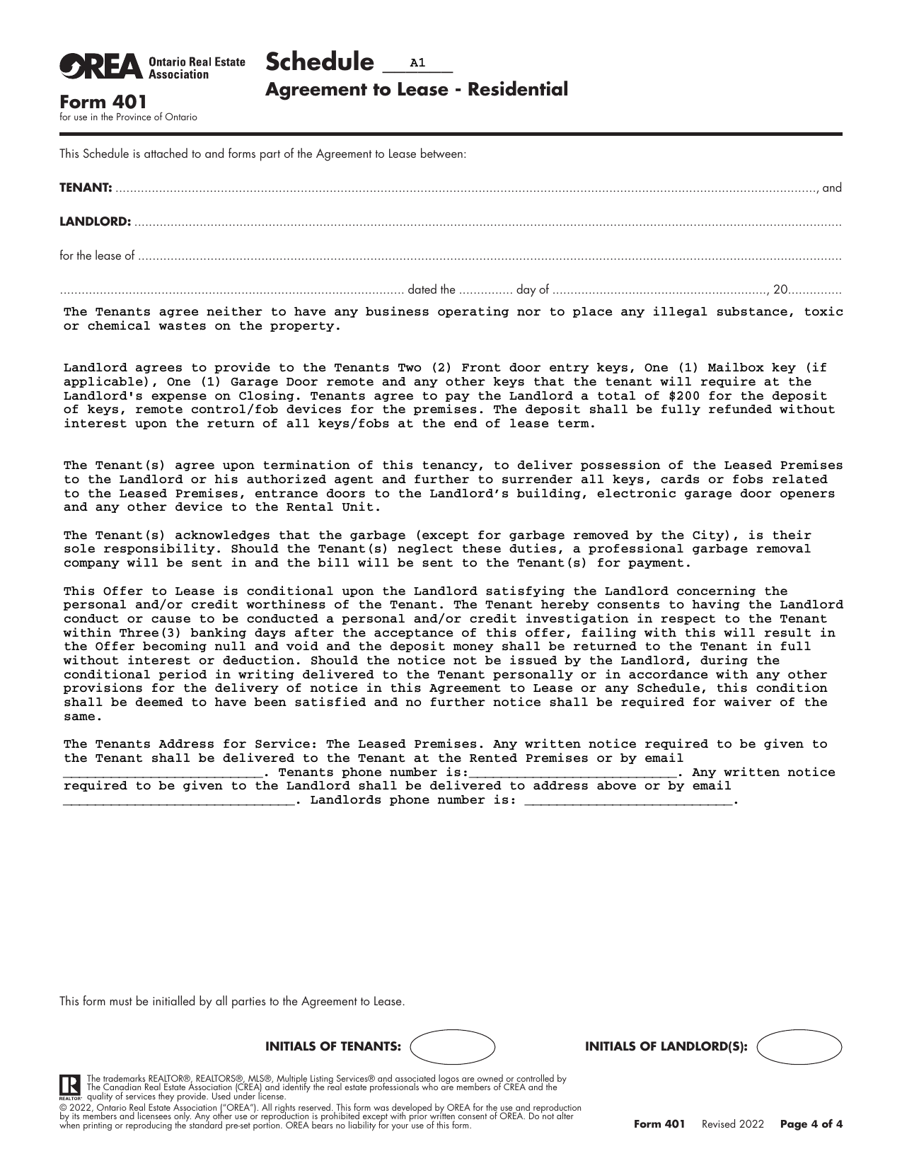Lease Schedule A1 - page 4
